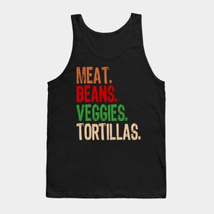 Meat. Beans. Veggies. Tortillas. Grunge burrito ingredients Tank Top